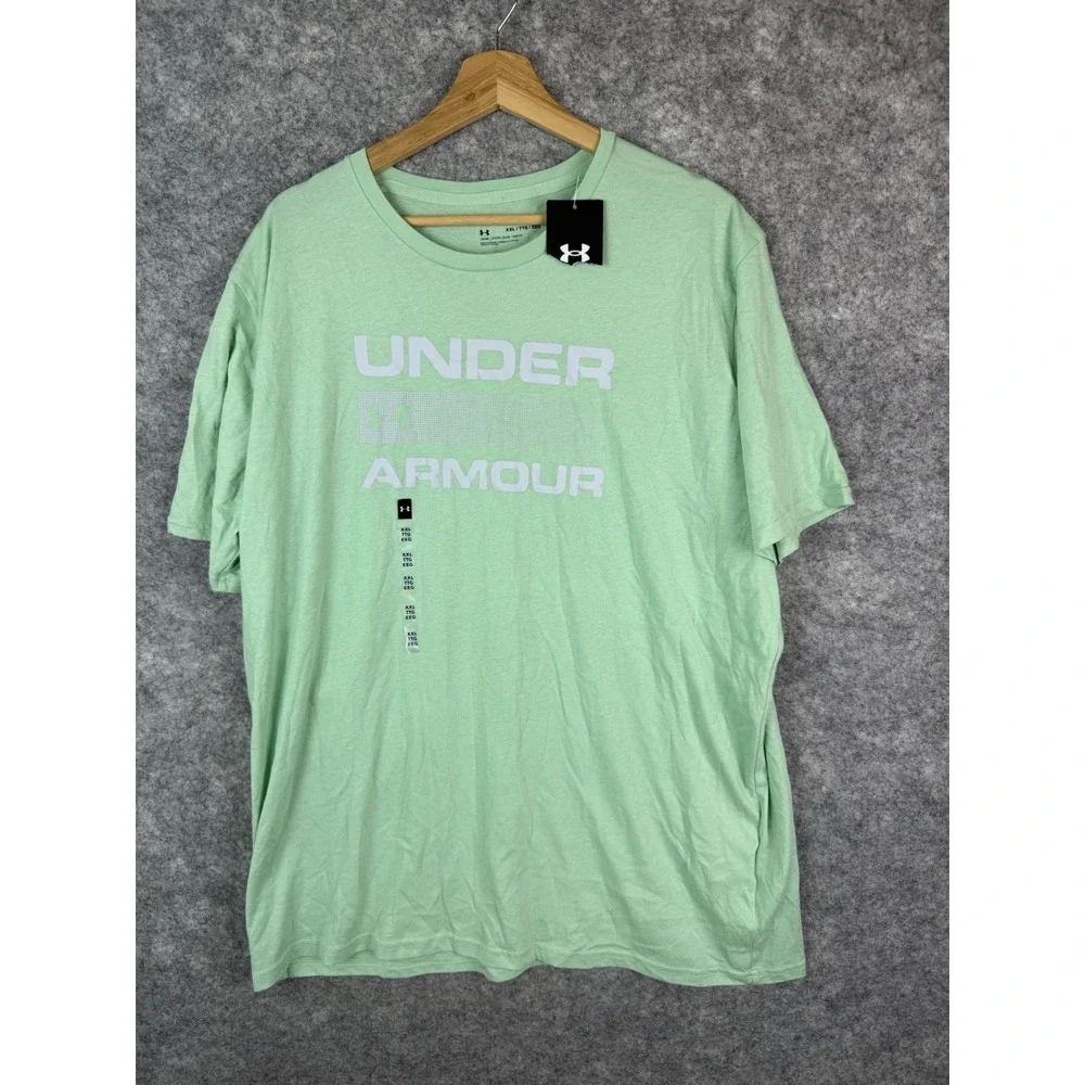 Under Armour Tshirt Men's 2XL Mint Green‎ Shortsleeve Graphic Logo Casual Adult